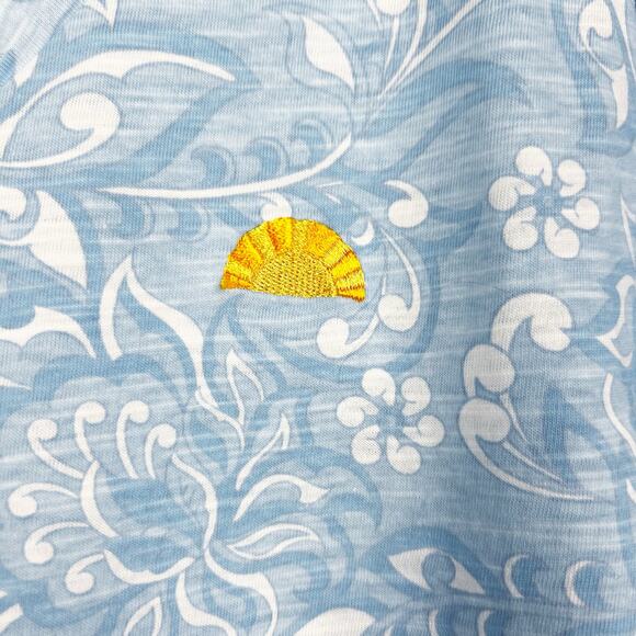 C&C California Blue Floral V Neck Top Logoed 100% Cotton Womens Size Small - Picture 6 of 12